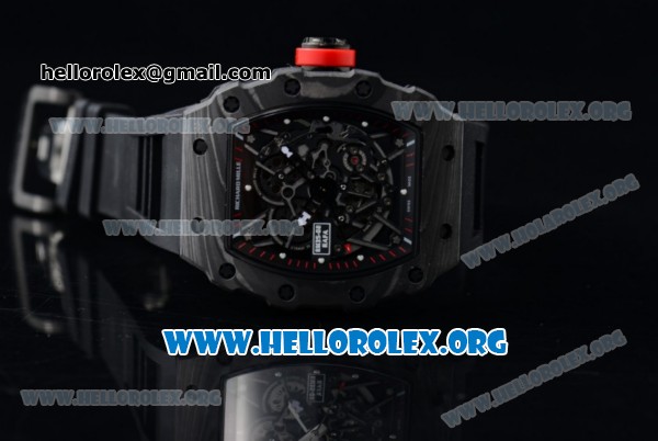 1:1 Richard Mille RM 35-02 RAFAEL NADA Japanese Miyota 9015 Automatic Black PVD Case with Skeleton Dial Red Crown Black Rubber Strap - Click Image to Close